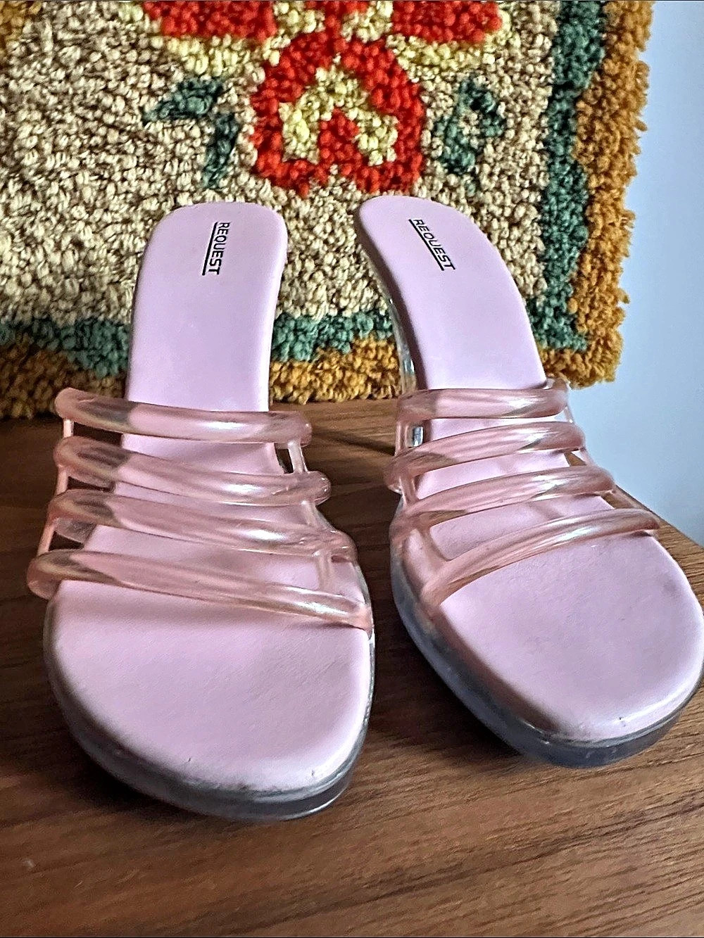 Pink Jelly Flashing Light Pink Strap Heels Size 9